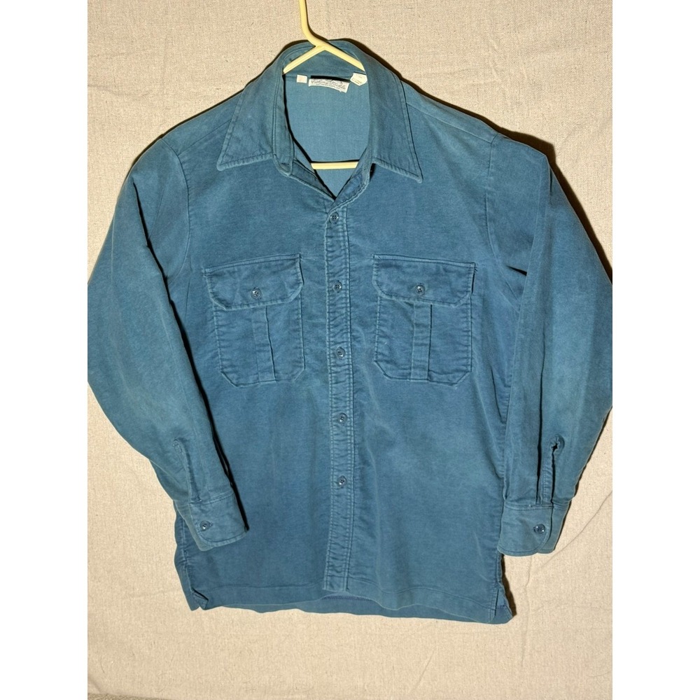 Vintage Orvis Fishing Tackle Chamois Cloth Shirt Mens Large Slate Blue Flannel